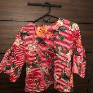 Zara floral bell sleeve top